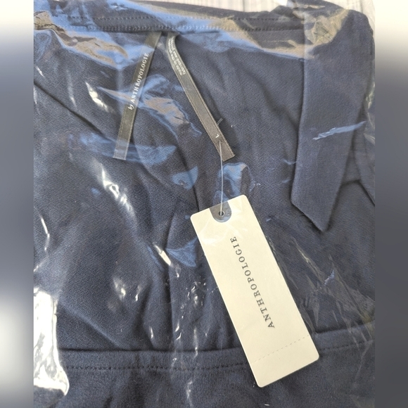Anthropologie Collared Square Neck Tee in Navy Blue Size XL NWT - Picture 6 of 8